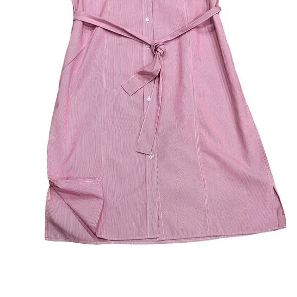 Lands' End Striped Midi Shirt Dress, Cotton, 10 - Picture 6 of 8